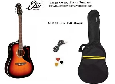 EKO RANGER CW EQ BROWN SUNBURST CHITARRA ACUSTICA ELETTRIFICATA KIT BORSA + CAVO - Immagine 1 di 4