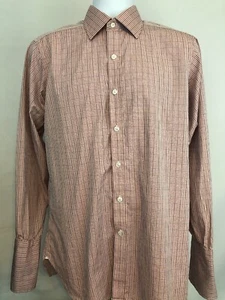 Turnbull & Asser 15.5 39cm Dress Shirt French Cuff Button Down Checked Pink - Picture 1 of 11
