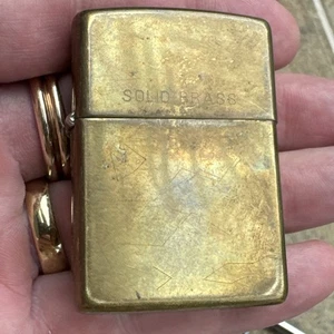 Vintage Solid Brass Zippo Cigarette Lighter - Sparks Well But Needs Fuel - Picture 1 of 12