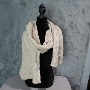Sciarpa J Crew donna panna maglia cavo morbido misto lana acrilico invernale accogliente avorio - Foto 1 di 11