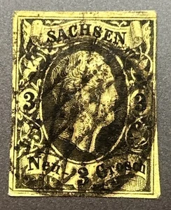 1851 Germany Saxony 3ng Sc#8 Used - Picture 1 of 2