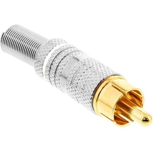 5x InLine Cinchstecker Lötversion, Metall silber, Ring weiß, für 6mm Kabel - Bild 1 von 3