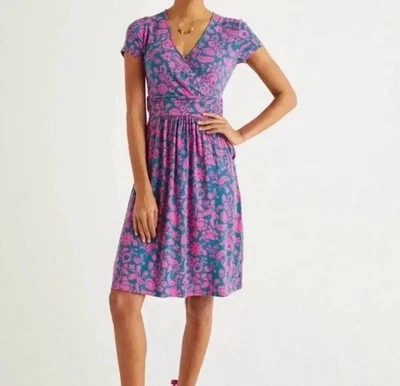 Boden Lola платье женщин 8L синий розовый цветочный искусственного надежном кроссовер Джерси вязаный - Изображение 1 из 4