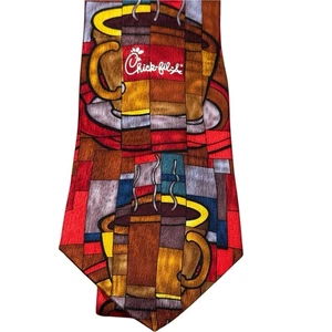 Corbata Chick fil A Tie tazas de café rojas café coleccionable corbata multicolor novedad - Imagen 1 de 7