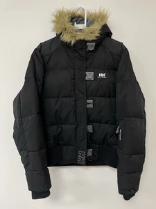 Helly Hansen piumino d'anatra nero giacca invernale cappuccio taglia large - Foto 1 di 16