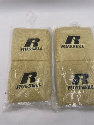 Nuevas Muñequeras Atléticas Selladas RUSSELL para Sudor y Estilo - Dorado/Negro 2 Pares Foto 1 de 4