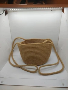 Linda exhibición decorativa tejida a mano caqui paja colgante cesta planta maceta  - Imagen 1 de 5