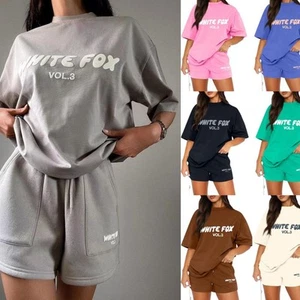 Womens Tracksuit Set Outfits Causal T-Shirts & Shorts Short Sleeve Workout Top - Picture 1 of 17