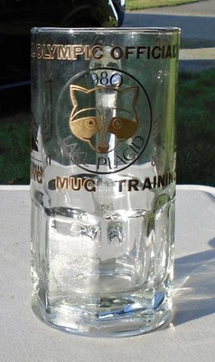 1980 Lake Placid Official Olympic Training Mug Large Beer Stein Glass Heavy 3#'s - Image 1 of 4