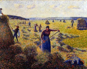 Pintura La cosecha del heno en Eragny de Camille Pissarro 8x10" impresión artística - Imagen 1 de 1