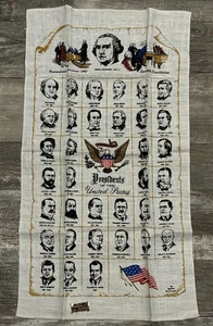 Vintage 1969 Presidents Of The United States Kay Dee Pure Linen Dish Cloth Towel - Picture 1 of 5
