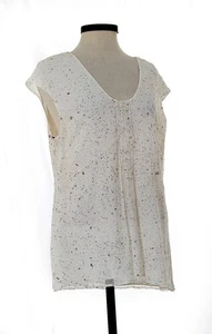 Top St John Tejido Gasa Manga Gorra Concha Flocado Dorado Brillo Talla Med Nuevo con Etiquetas $595 - Imagen 1 de 3