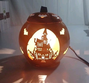 Scentsy Paranormaler Kürbiswärmer NEU geschnitzt Metall Spukhaus Fledermäuse Halloween - Bild 1 von 9