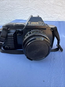 Cuerpo de cámara fotográfica Canon T-70 35 mm SLR con lente Canon de 50 mm hecha en Japón - Imagen 1 de 8