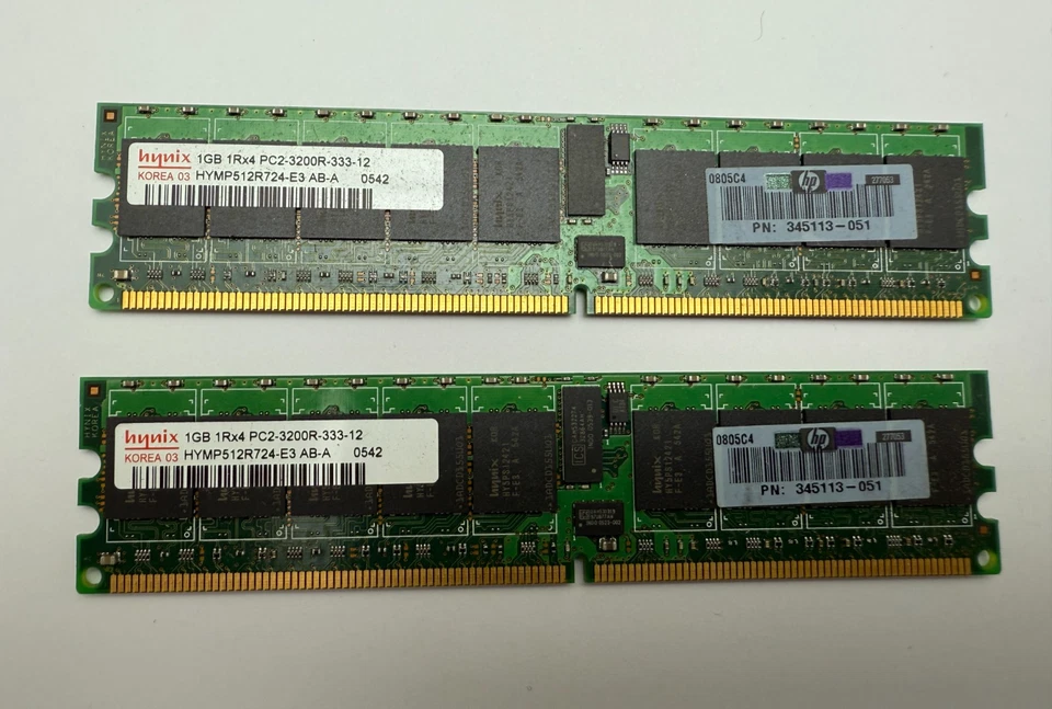 2 x 1GB Hynix DDR2-400 PC2-3200R Reg RAM HYMP512R724-E3 AB-A - Bild 1 von 1