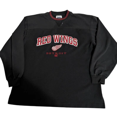 Sudadera Detroit Red Wings Para Hombre Pullover Negra Cuello Redondo NHL Hockey Lee Sport Foto 1 de 4