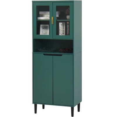 Buffetschrank Moderner Mehrzweckschrank Hochschrank mit Glasvitrine, Staufächern - Bild 1 von 4