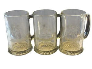 Set 3 tazze vetro vintage Long John Silver’s nave nautica goletta clipper brig - Foto 1 di 7