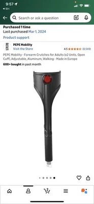 Forearm Crutches for Adults, 2-Pack, Folding, Lightweight, Adjustable - Image 1 of 4