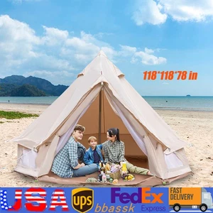 Tenda Glamping Lusso Tutto l'anno Vita Poliestere Cotone Campana Tenda 3m Impermeabile - Foto 1 di 24