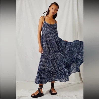 Maxi Vestido Free People Baile Medianoche en Niveles Combo Eclipse Azul, Talla XL Foto 1 de 4