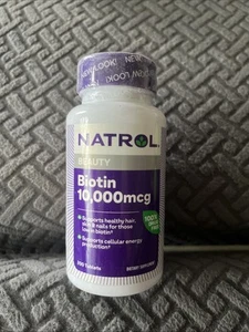 Natrol Beauty Biotin 10,000Mcg for Healthy Hair, Skin, Nails and Eye 200 Tablets - Picture 1 of 2