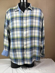 Tommy Bahama Canyon Beach Plaid Blue  Flannel Long Sleeve Shirt Size XL - Picture 1 of 14