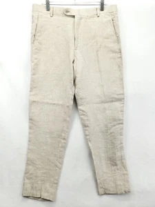 Joe by Joseph Abboud Pants Mens 38 Beige 100% Linen Flat Front Dress Trousers - Picture 1 of 9