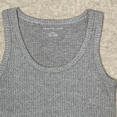 Топ безрукавка женский мягкий American Eagle серый с ребрами размер средний - Изображение 1 из 4