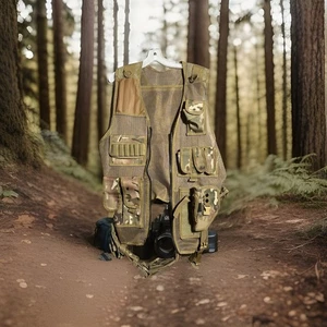 Tatical Vest Multi Compartments Attached Holster Will Need Zipper - Picture 1 of 9