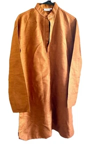 Dennis Morton Burnt Orange Langarm Kurta Shirt Gr. KL/S 38 CM Made In India - Bild 1 von 4