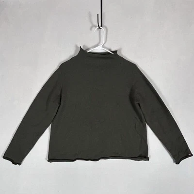 Tommy Hilfiger Womens Raw Hem Sweater Size Large Long Sleeve Green Made in Japan - Image 1 of 4