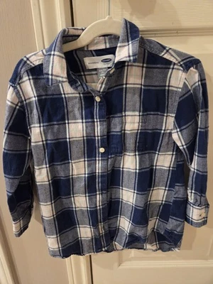 Camisa de franela manga larga XS/5 Old Navy para niños - azul y blanco - ¡Excelente! Foto 1 de 4