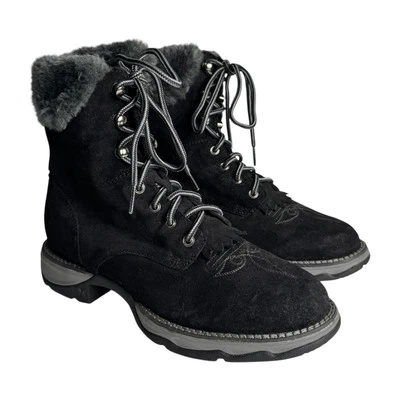 Botas de gamuza negras Durango Flirt para mujer con forro de piel sintética con cordones talla 7 Foto 1 de 4