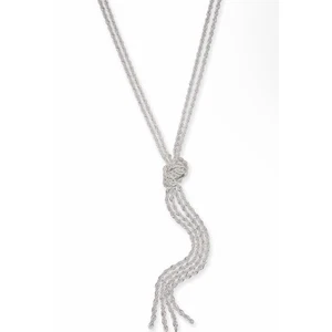 Silberfarbene Knoten Lariat Seil Kette Halskette Mode Stil Elegant Atemberaubend Chic - Bild 1 von 4