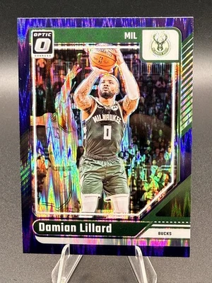 2024-25 Panini Donruss Optic Damian Lillard Purple Shock Prizm #83 Bucks Foto 1 de 2
