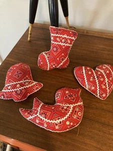 Addobbi Natalizi Fatti a Mano, 4 Fazzoletti Western Tessuto Natale - Foto 1 di 7