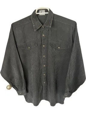 De colección Años 90 Versace Clásico V2 Para Hombre Negro Repujado AOP Manga Larga Abotonada Foto 1 de 4