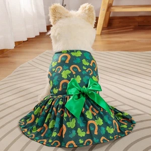 Clover Pattern St. Patrick's Day Pet Dress Lovely Puppy Skirt Photograph Prop - Picture 1 of 8