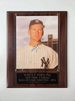 *WHITEY FORD*  Hand Signed 8x10 Color Photo & Plaque  NEW YORK YANKEES 1974 - Image 1 of 3