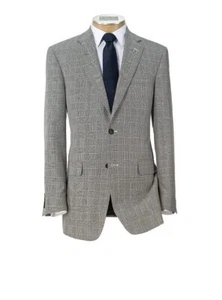 Jos. A. Bank Men's Tailored Fit Sport Coat Size 38 Long NWT Gray Silk Wool Plaid - Picture 1 of 9