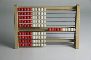 100`er Rechenrahmen rot-weiß, Abakus, student`s abacus, ReWood® - Bild 1 von 4