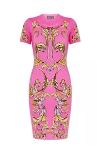 NUEVO CON ETIQUETAS VERSACE JEA COUTURE FLAMENCO CAMISETA VESTIDO CON ESTAMPADO BARROCO 78HAO9P9 JS466 - Imagen 1 de 5