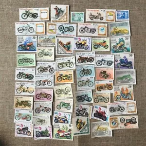 50PCS/lot Motorcycle Used Postage Stamps With Post Mark For Collecting Worldwide - Picture 1 of 12