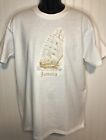 Vintage 90s Jamaica Gold Embroidery Single Stitch Graphic T-Shirt Large White