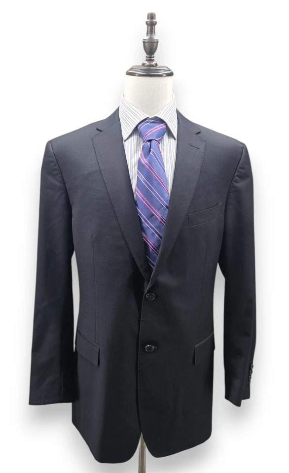 Z Zegna Blazer 男式 44L 美国(54L 欧元)黑色羊毛双纽扣夹克设计师 — 第 1/4 张图片