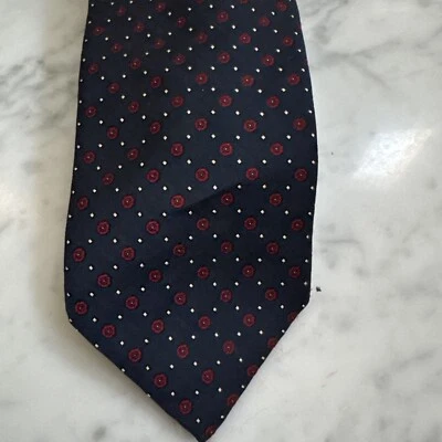 Auténtica corbata GIVENCHY diseño de logotipo a cuadros en azul marino 100 % seda Foto 1 de 4