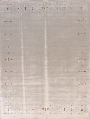 Ivory Gabbeh Area Rug Hand-knotted Wool Rug 8x10 ft - Image 1 of 4