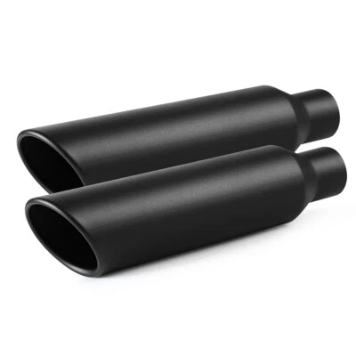 Stainless Steel Exhaust Tip 2.5" Inlet - 4" Outlet - 18" Long Black 2Packs - Image 1 of 4