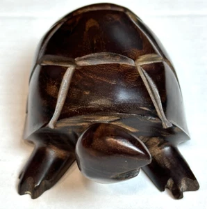 VTG Ironwood Sea Turtle Figurine Handcarved Wooden 4" Long Carved MCM Decor - Picture 1 of 11
